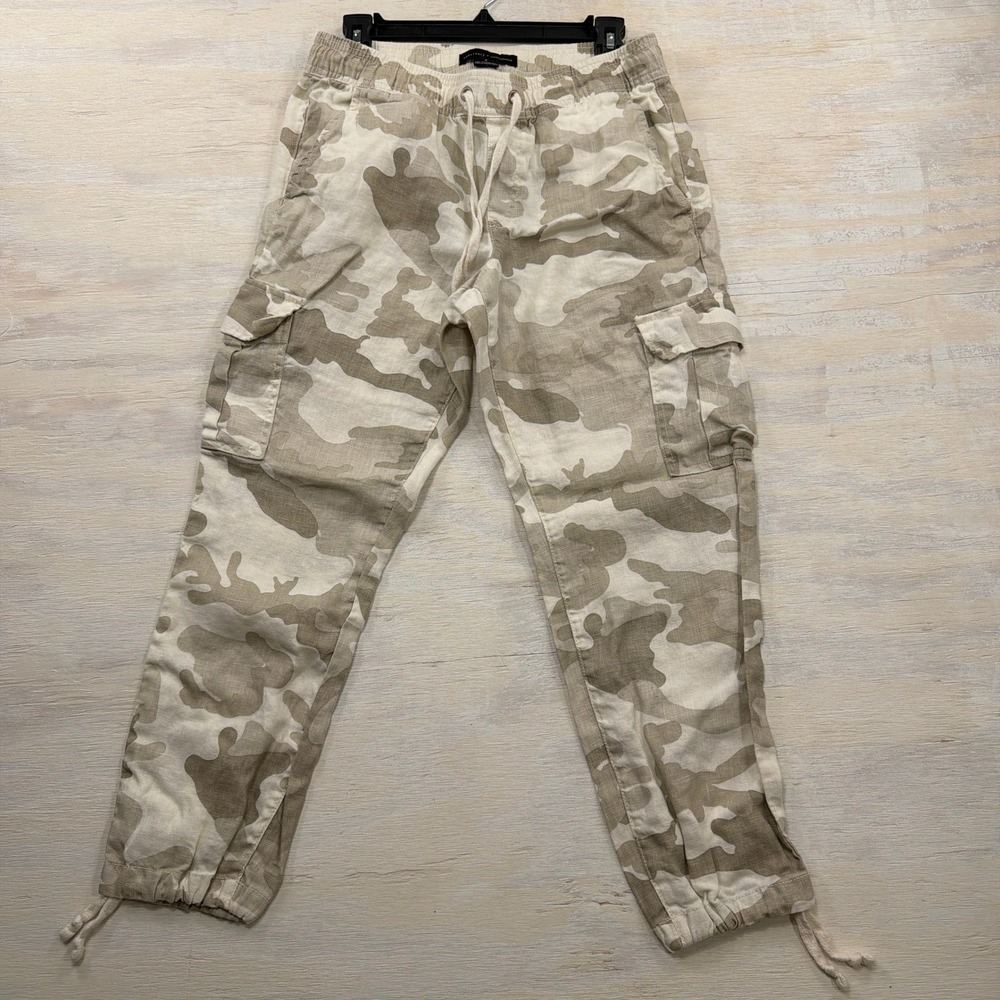 Sanctuary Cargo Pants Anthropologie Camo Linen Drawstring Neutral Women Size S